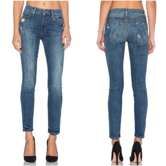 MOTHER High Waisted Looker Jeans in Rough it Up 31 - Picture 1 of 13